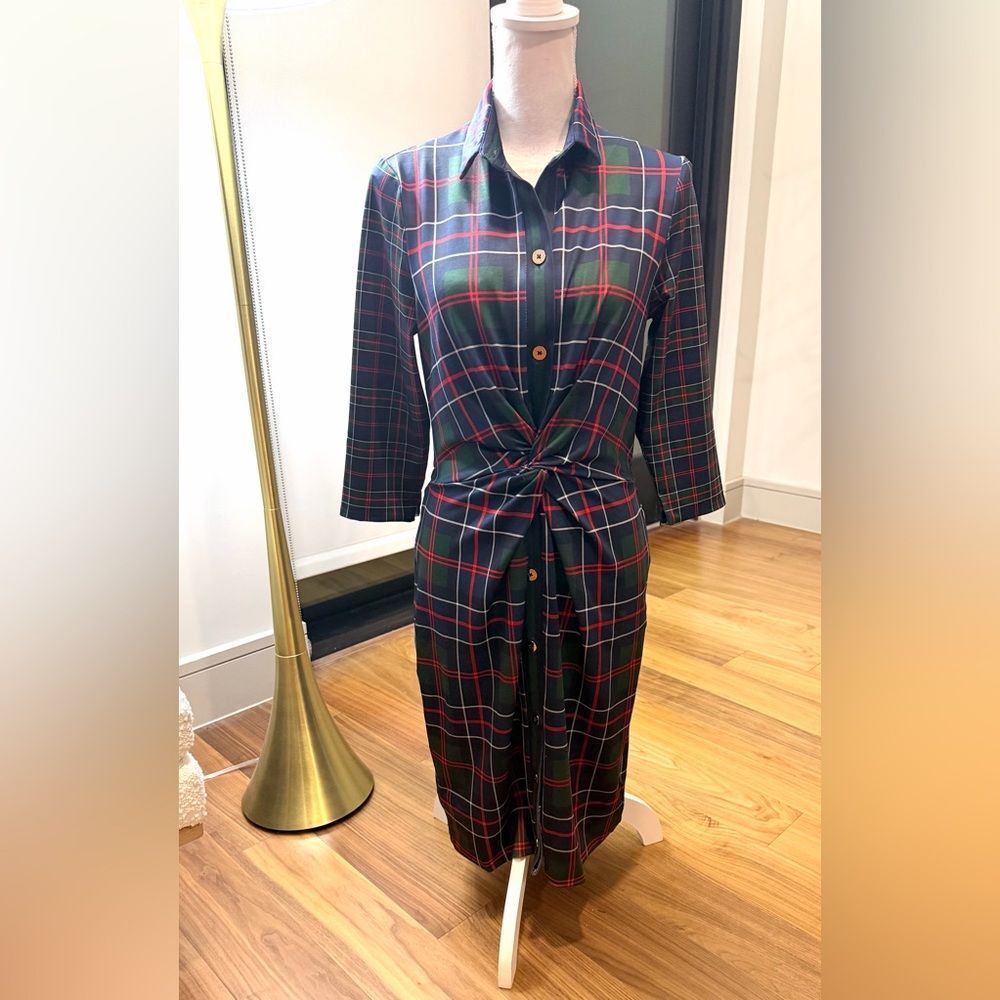 Gretchen Scott Twist and Shout Plaid Button-Down Dress size M - Picture 2 of 12